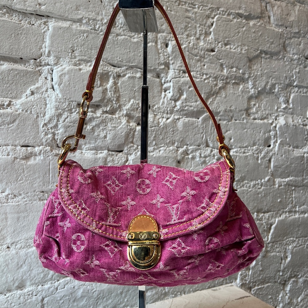 Louis Vuitton Pleaty Denim Bag in Pink